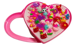 Barakath 36 PCS Kids Rings, Cute Cartoon Adjustable Jewelry Play Ring for Kids Girls Children comes in pink heart shape box Suitable for age 2 -10 yrs.-thumb1