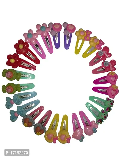 Multicolored Kids Snap Hair Clips, Small For Kids/Girls Hair Clip Pack of 12 Pair (pcs 24) Hair Clip (Multicolor,Random Design)-thumb0