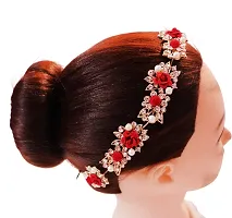 Hair Clip For Women Attractive Artificial Small Rose Flower And Diamond Studded Bridal Wedding Hair Clip Accessories/Hair Pins/Hair band/Juda/Pins for Women and Girls-thumb2