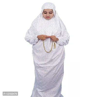 Womens A-Line Floor Length Prayer Dress With Attached Hijab