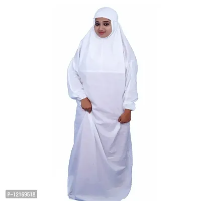 Womens Floor Length Prayer Dress with Attached Hijab
