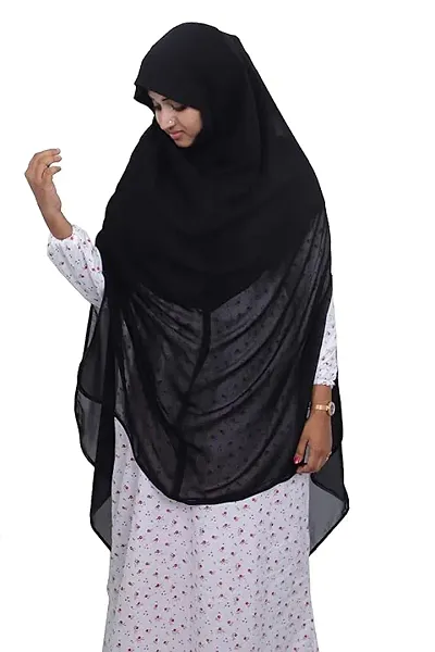 Stylish Chiffon Double Layered Side Slit Open Hijab For Women