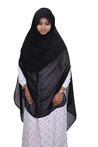 Barakath Women Heavy Chiffon Double Layered Side Slit Open Hijab(black) with Piping Border-thumb1