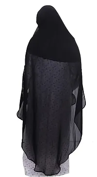 Barakath Women Heavy Chiffon Double Layered Side Slit Open Hijab(black) with Piping Border-thumb3