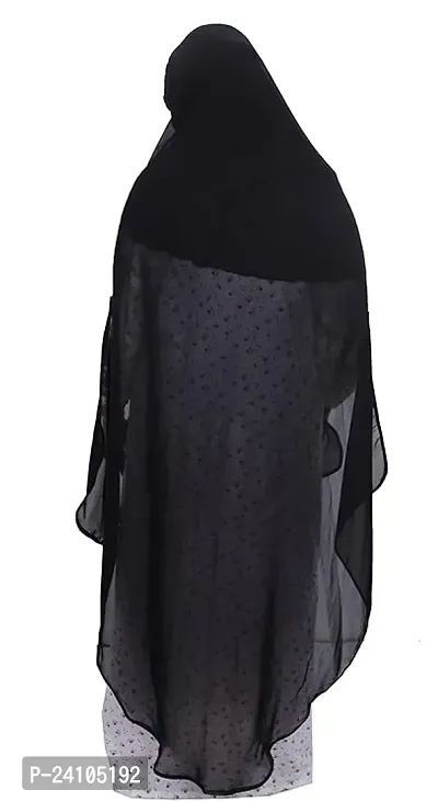 Barakath Women Heavy Chiffon Double Layered Side Slit Open Hijab(black) with Piping Border-thumb4