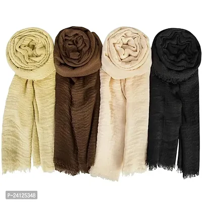 Chalier 4 PCS Hijab Scarfs for Women Soft Scarf Shawl Lightweight Long Wraps for All Season,Dark Khaki/Beige/Black/Yellow-thumb0