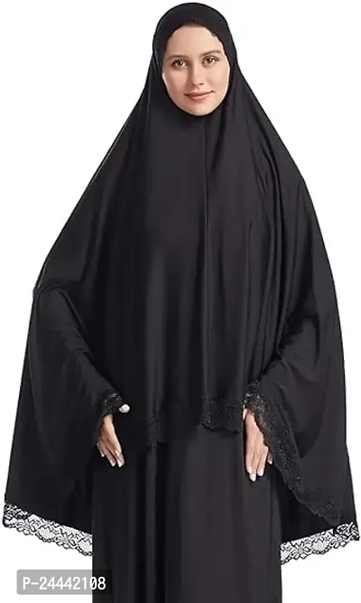 Barakath Muslim Lace Khimar Prayer Long Hijab for Women Middle Eastern Islamic Jilbab Prayer Veils Headcover Headscarf