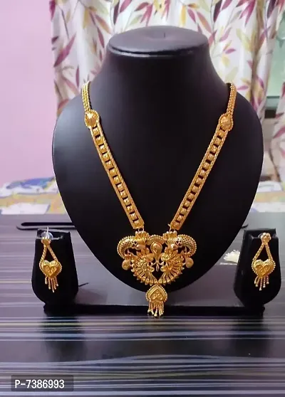 gold  plated necklace with earring.