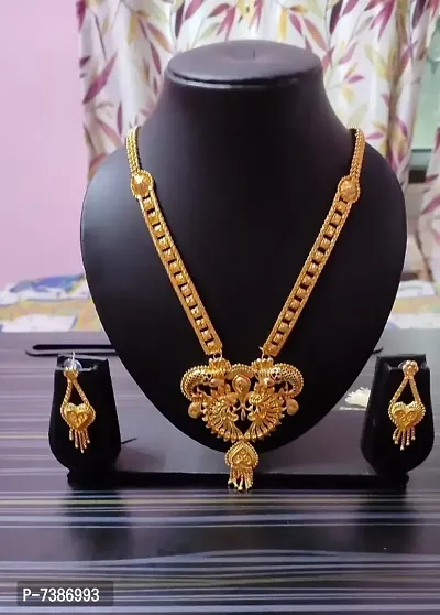 gold  plated necklace with earring.-thumb0