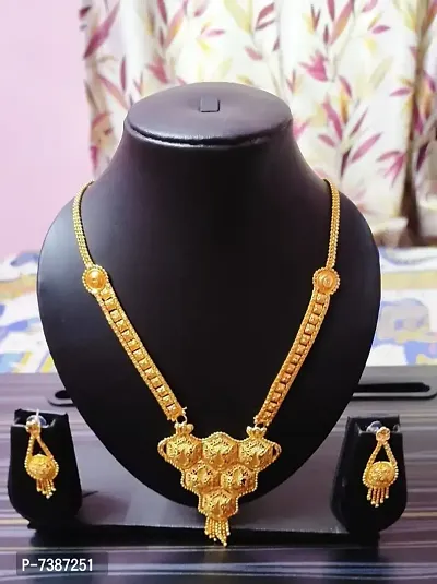 gold  plated necklace with earring.-thumb0