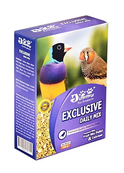 JiMMy Exclusive Daily Mix - Food for Finch, Canary, Exotic Birds- 400 Gms -Powered with Fruit Pellets  Calcium -Bird Food