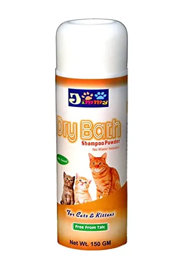 JiMMy Pet Products Dry Bath Cat Shampoo Powder for Cats and Kittens No Water Needed  150 Grams
