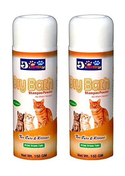 JiMMy Pet Products Dry Bath Cat Shampoo Powder for Cats and Kittens No Water Needed 300 Grams