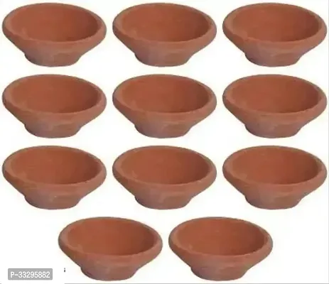 Decorative Handmade Terracotta Clay Diya For Puja And Festival- Pack Of 11-thumb0