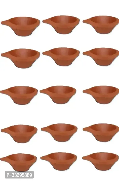 Decorative Handmade Terracotta Clay Diya For Puja And Festival- Pack Of 15