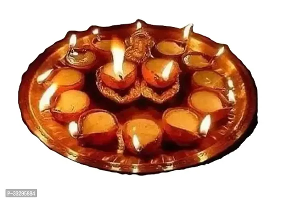 Decorative Handmade Terracotta Clay Diya For Puja And Festival- Pack Of 14