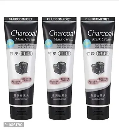 Anti Blackhead Charcoal Face Mask Cream (130 Gm Each Tube) Pack Of 3-thumb0