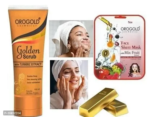 Gold Scrub For Skin Glowing and Tan Removal With Turmeric Extract For Deep Exfoliation and Pore Cleansing
