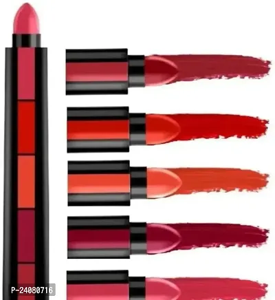 5 in 1 Combo Of Different Color Matte Longlasting Lipstick-thumb0