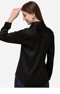 Elegant Black Satin Solid Shirt For Women and girls-thumb1