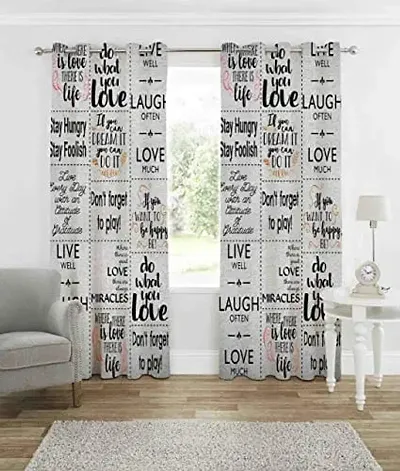 GOGAJI COLLECTION Beautiful Design Printed, Polyester Blend, Multi Colour,Digital 3D Printed Curtain for Window/Door/Long Door Curtains Set of -2 .