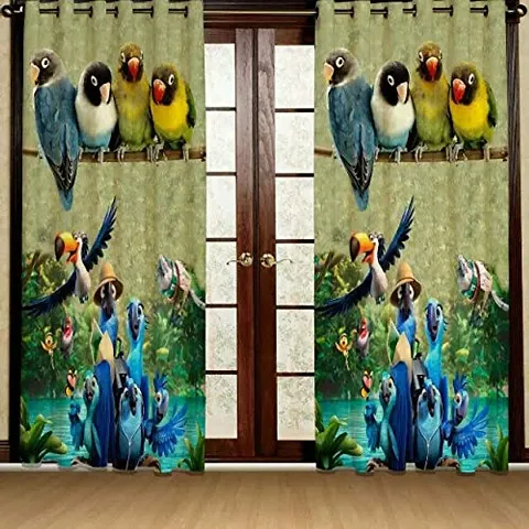 Vervique Heavy Long Crush 3D Digital Printed Parrot Curtains.