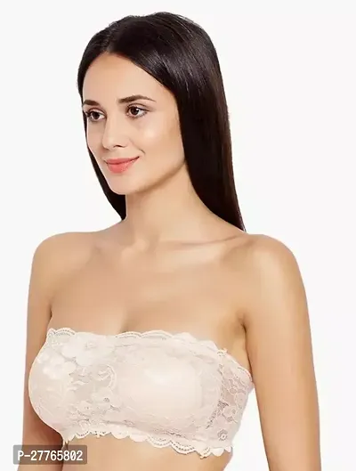 Stylish Beige Cotton Lace Bras For Women