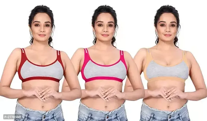 Stylish Cotton Solid Bras For Women- Pack Of 3-thumb0