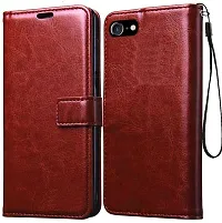 Coverblack Dual Protection Artificial Leather,Rubber Flip Cover For Apple Iphone 8G ,Iphone 8Vintage Brown-thumb1