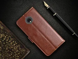 Coverblack Grip Case Artificial Leather,Plastic Flip Cover For Motorola Moto E5 PlusExecutive Brown-thumb2