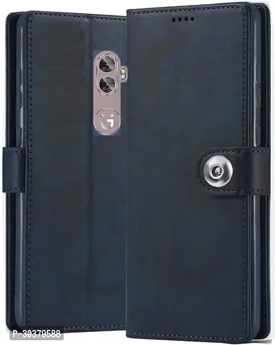 Coverblack Hybrid Tpu Artificial Leather,Silicon Flip Cover For Gionee A1PlusNavy Blue-thumb0