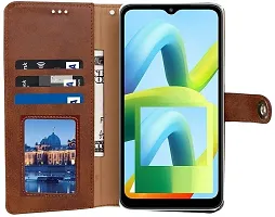 Coverblack Cases With Holder Artificial Leather,Rubber Flip Cover For Tecno Spark Go 2024Executive Brown-thumb2