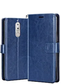 Classy Magnetic Case Artificial Leather,Rubber Flip Cover For Honor 9IAttractive Blue-thumb1