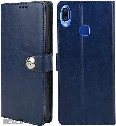 Coverblack Hybrid Tpu Artificial Leather,Rubber Flip Cover For Vivo Y93Blue