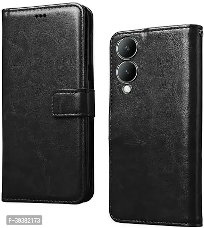 Coverblack Grip Case Artificial Leather,Rubber Flip Cover For Vivo Y28 5GGravity Black-thumb0