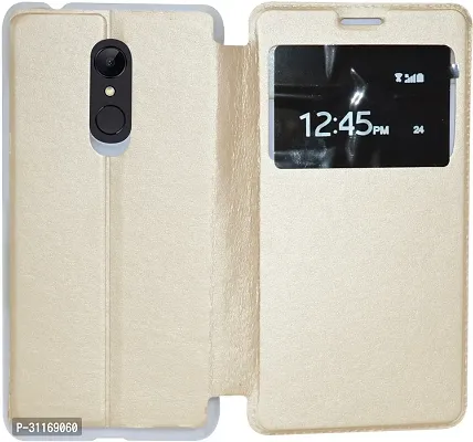 Classy Dual Protection Artificial Leather,Plastic Flip Cover For Mi Redmi 5Golden