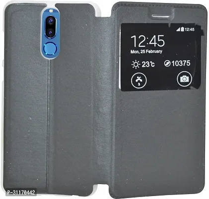 Classy Grip Case Artificial Leather,Plastic Flip Cover For Honor Rnel22 , Honor_9IBlack-thumb0