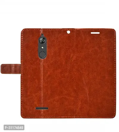 Classy Magnetic Case Artificial Leather Flip Cover For Micromax Canvas Infinity Hs2Vintage Brown-thumb2