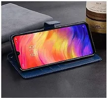 Classy Dual Protection Artificial Leather,Rubber Flip Cover For Lenovo K6 NoteNavy Blue-thumb3