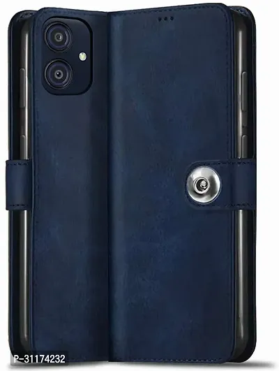 Classy Magnetic Case Artificial Leather,Rubber Flip Cover For Samsung Galaxy A04EBlue-thumb0