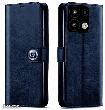 Classy Magnetic Case Artificial Leather,Rubber Flip Cover For Oppo Reno8 5GBlue-thumb0