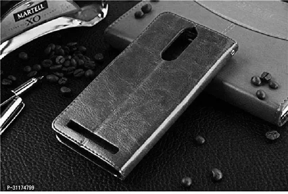 Classy Grip Case Artificial Leather,Rubber Flip Cover For Asus Zenfone MaxVenom Black-thumb5