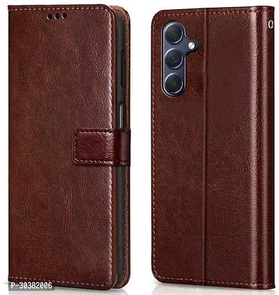 Coverblack Hard Case Artificial Leather,Rubber Flip Cover For Samsung Galaxy M34 5GExecutive Brown-thumb0