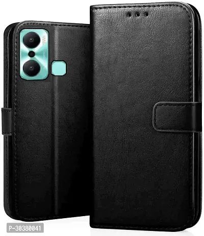 Coverblack Magnetic Case Artificial Leather,Rubber Flip Cover For Infinix Hot 20 PlayVenom Black