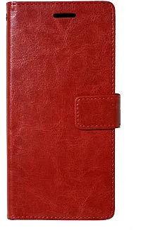 Classy Grip Case Artificial Leather,Rubber Flip Cover For Apple Iphone XCrimson Red-thumb1