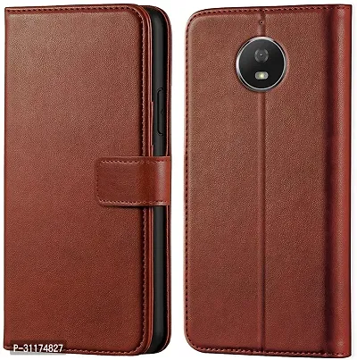 Classy Grip Case Artificial Leather,Silicon Flip Cover For Motorola Moto G5STan Brown-thumb0