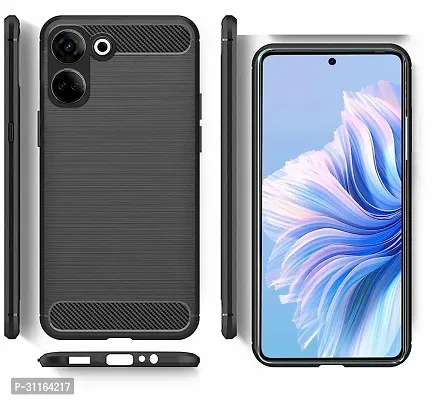 Coverblack Dual Protection Rubber Back Cover For Tecno Camon20 PredawnBlack-thumb5