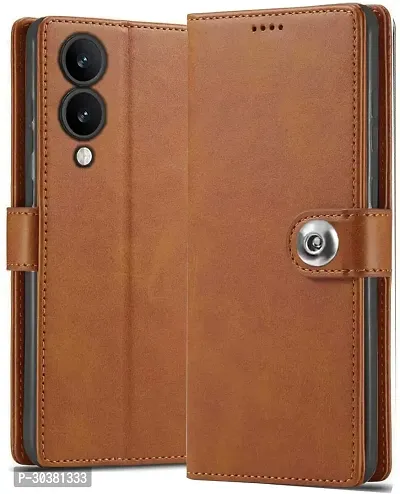 Coverblack Grip Case Artificial Leather,Rubber Flip Cover For Vivo Y17S 4GTan Brown-thumb0