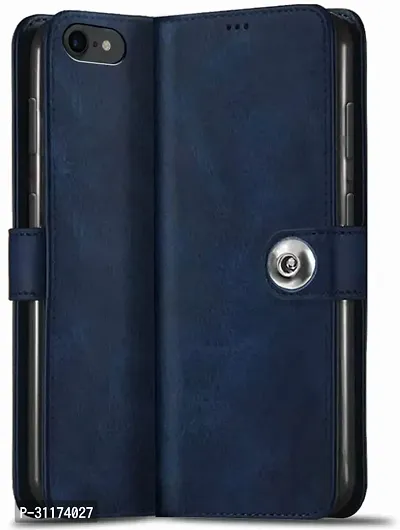 Classy Dual Protection Artificial Leather,Silicon Flip Cover For Oppo Cph1801 , A71KNavy Blue-thumb0