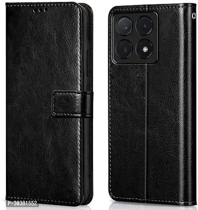 Coverblack Hybrid Tpu Artificial Leather,Silicon Flip Cover For Poco X6Pro 5GVintage Starry Black